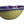 Yellow ceramic bowl with a blue rim on a gray background
