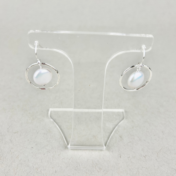 Coin pearl earrings: sterling silver, white coin pearls