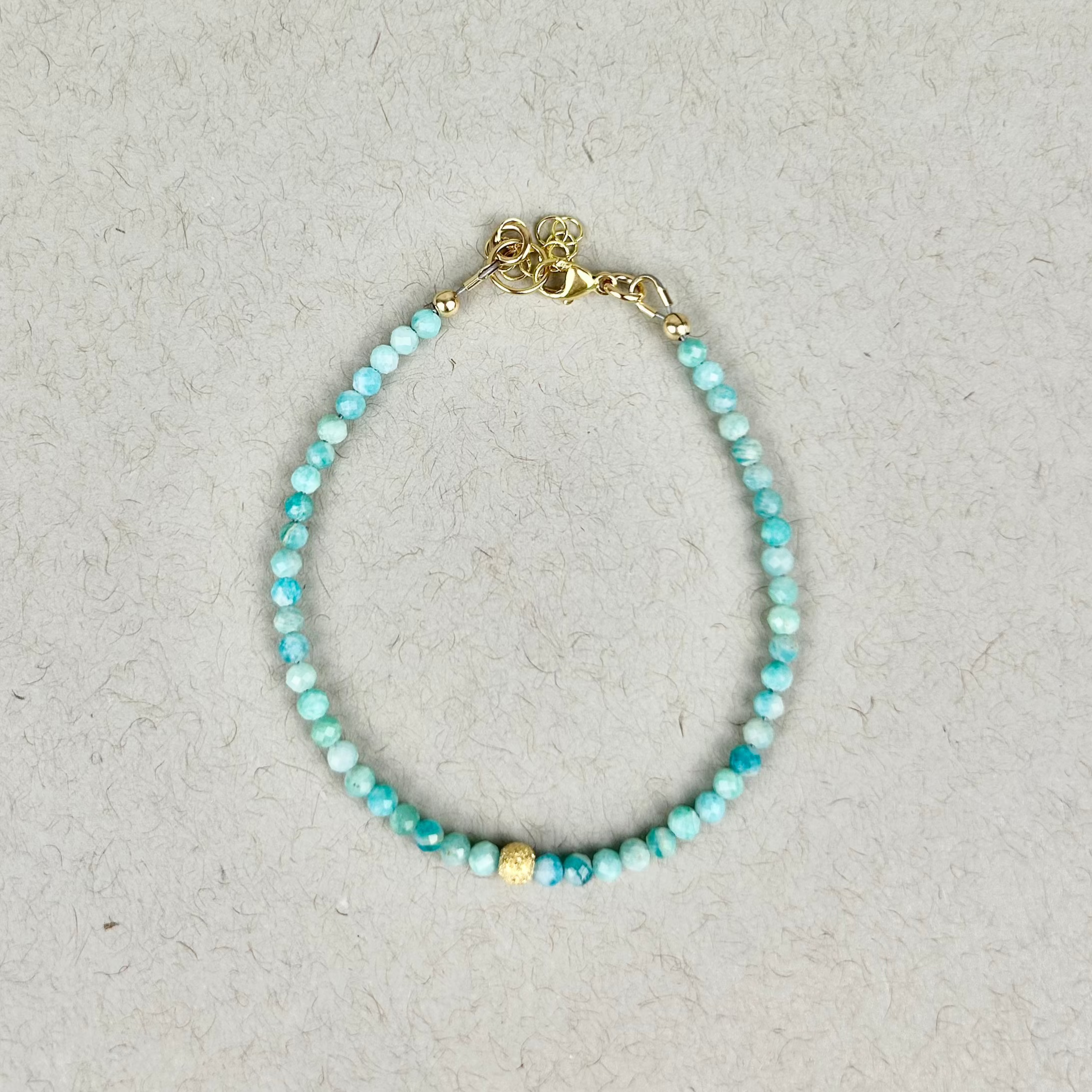 Adjustable amazonite bead bracelet: 14K gold filled