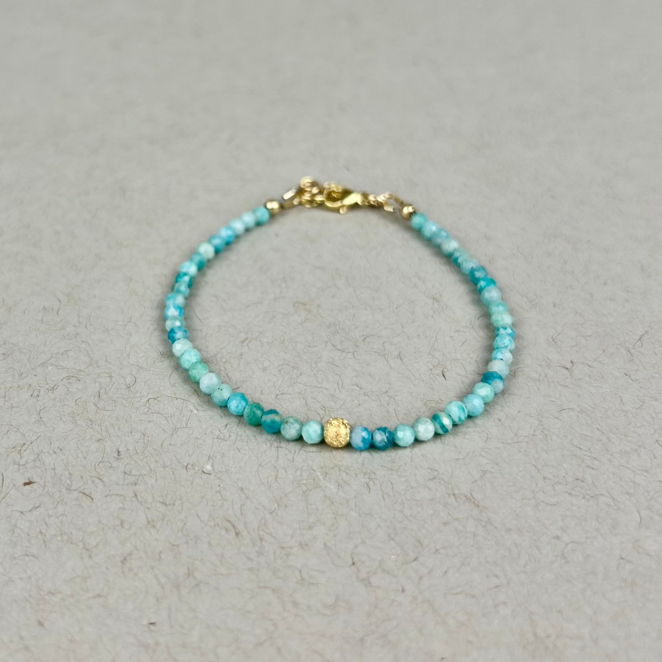 Adjustable amazonite bead bracelet: 14K gold filled