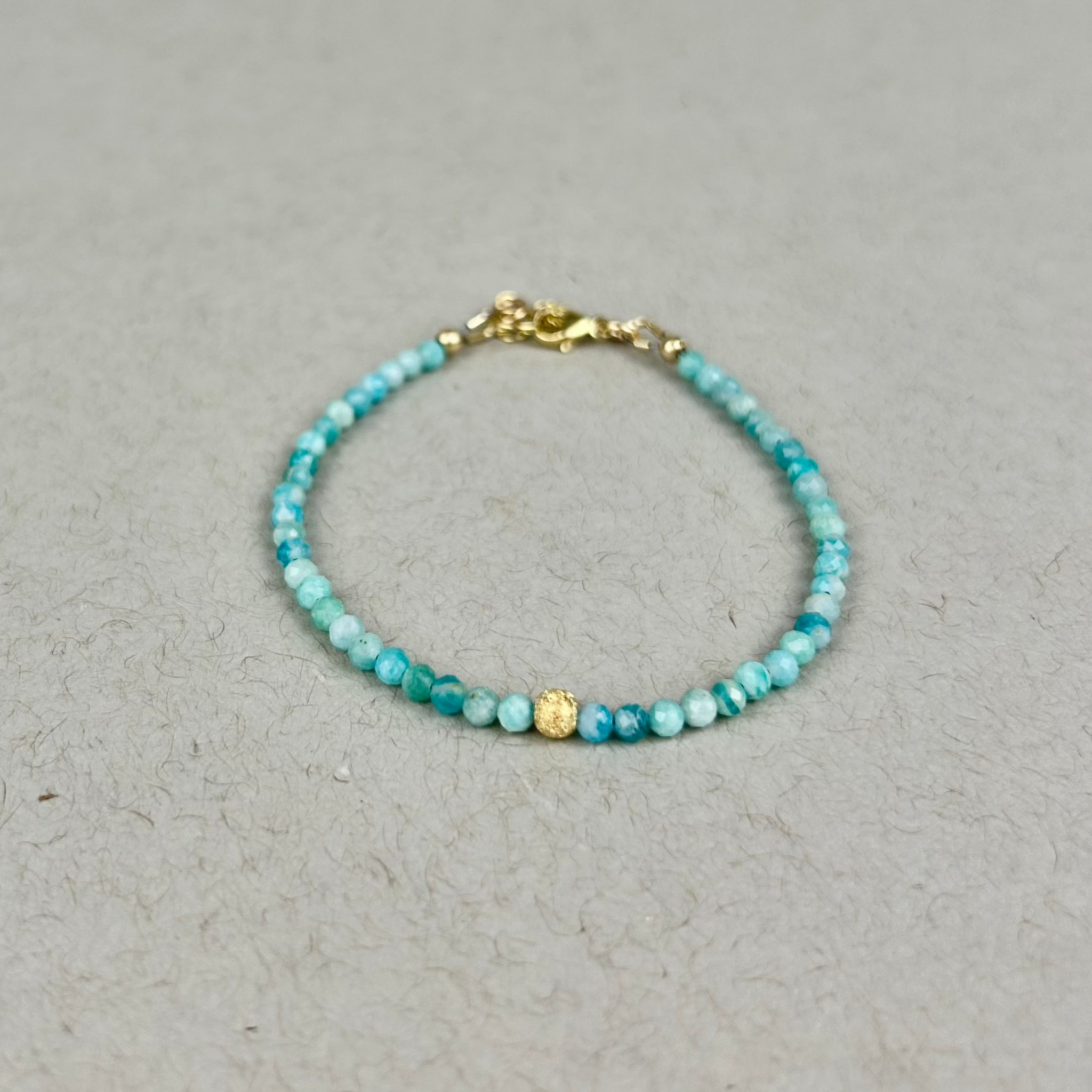Adjustable amazonite bead bracelet: 14K gold filled