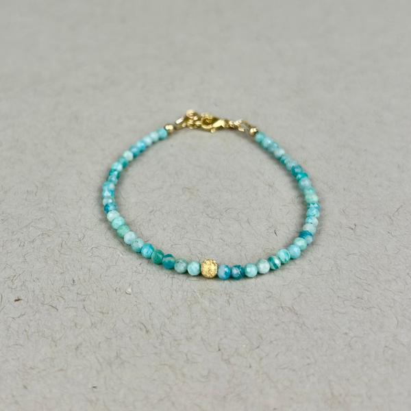 Adjustable amazonite bead bracelet: 14K gold filled