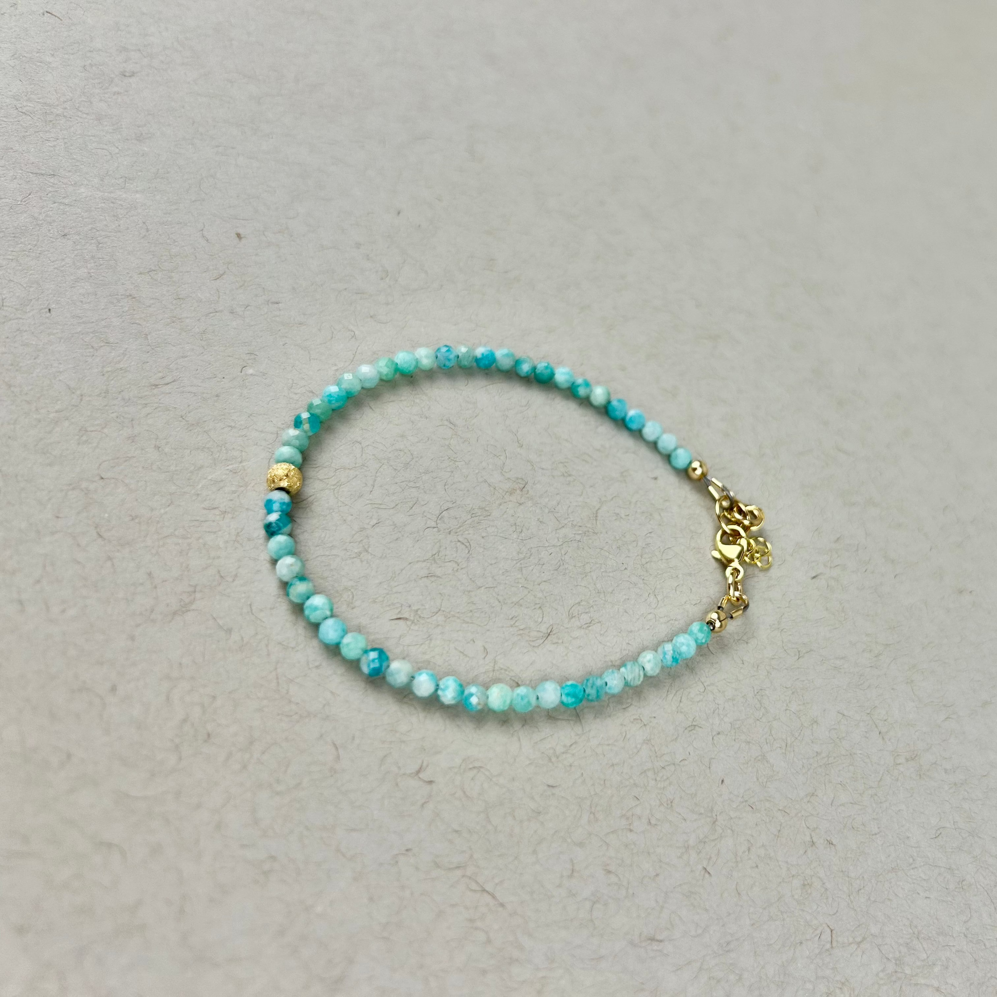 Adjustable amazonite bead bracelet: 14K gold filled