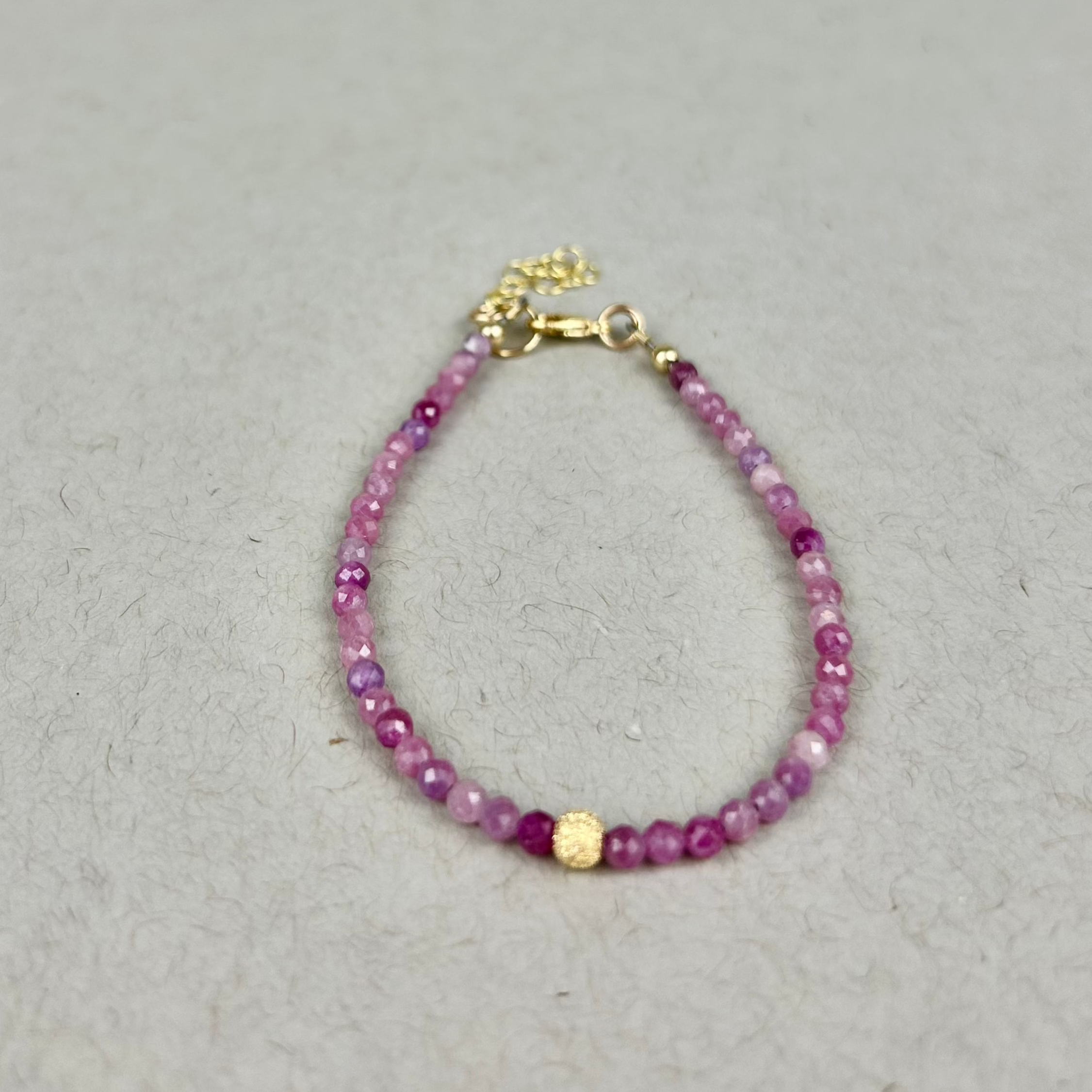 Adjustable ruby bead bracelet: 14K gold filled
