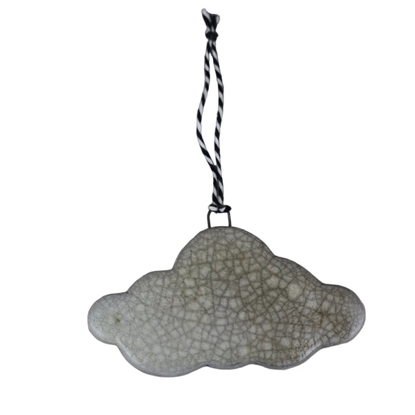 Cloud Ornament White Raku Fired