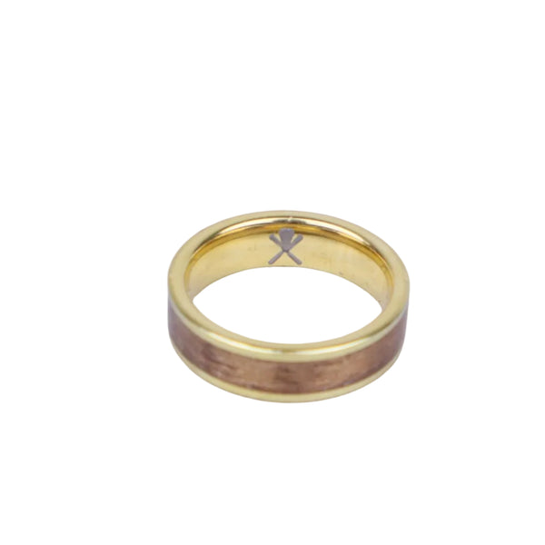 Ring 18k Gold Plated Tungsten - Black Walnut Inlay