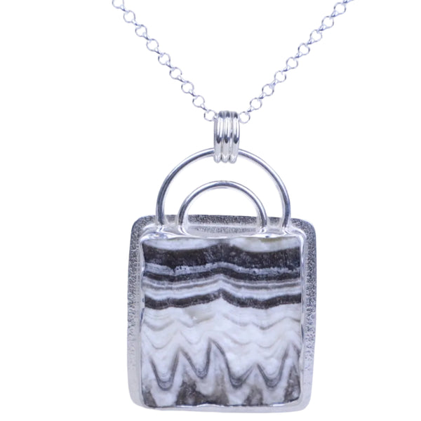 Raw phantom calcite statement necklace