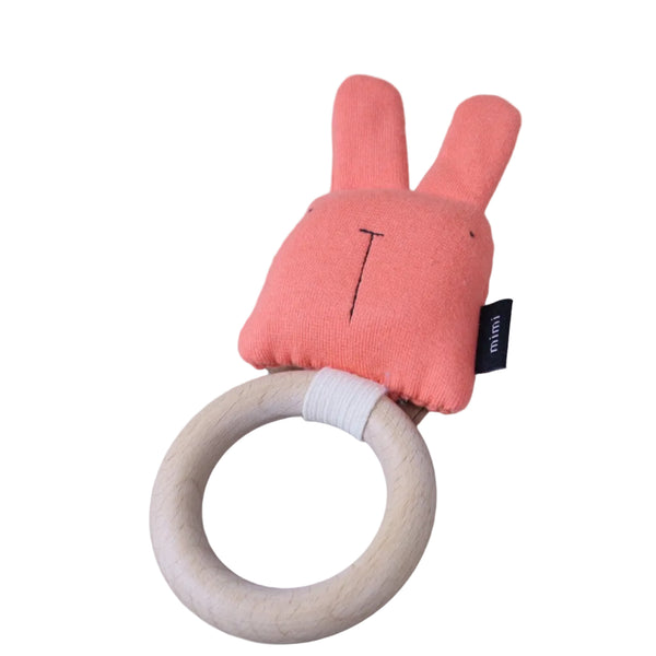 Organic rattle teething ring