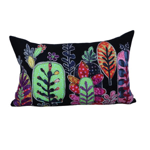 Treeline pillow in collage on wool melton