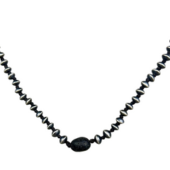 Navajo Sterling Beads & Beach Pebble Necklace