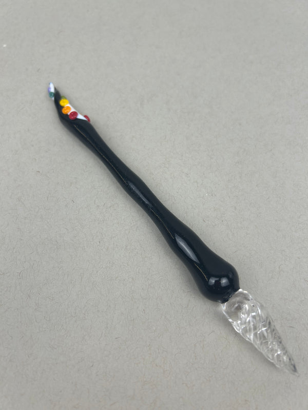 Black Sparkle Pride Tentacle Glass Dip Pen