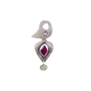 Sterling silver ring with organic hive-like design, featuring a natural ruby at the center.
