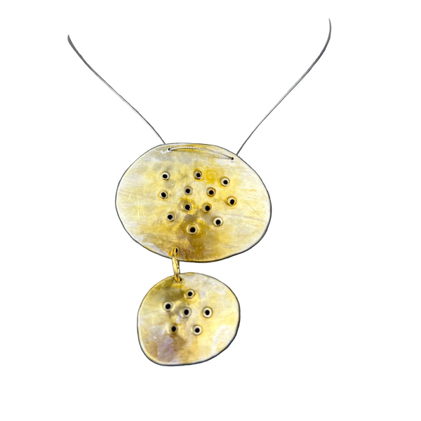 Shiny Pebbles Necklace - Gold Color with Dots