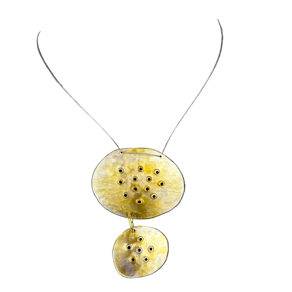 Shiny Pebbles Necklace - Gold Color with Dots