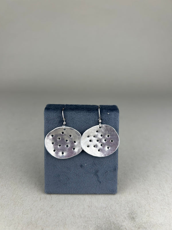 Shiny Pebbles Earrings - Silver Color with Dots