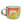 Colorful mug with abstract design on a gray background