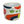 Small ceramic cup with colorful abstract design on a gray background