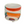 Ceramic cup with colorful abstract design on a gray background