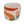 Ceramic cup with colorful abstract design on a gray background