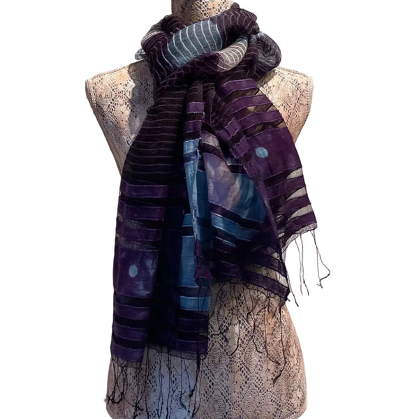 Silk/cotton Logwood and Indigo natural dyes Scarf