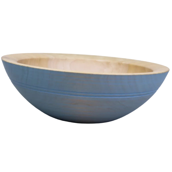 Maple bowl with pale blue milk pain