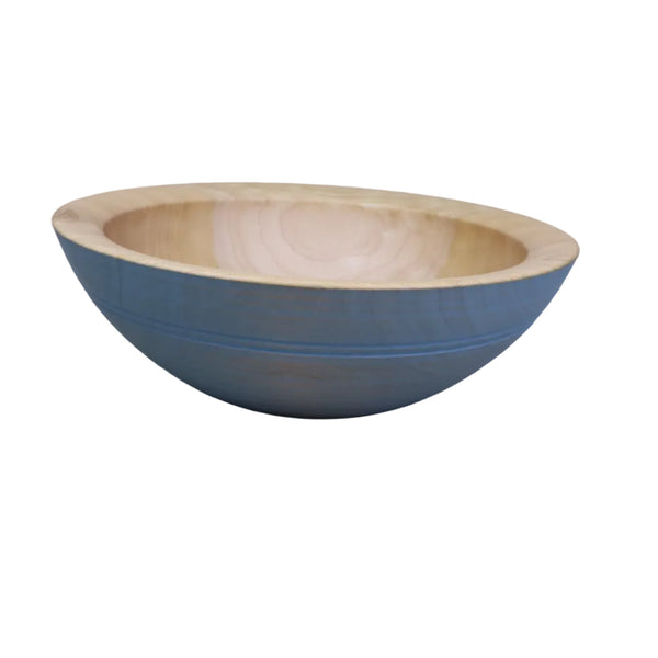 Maple bowl with pale blue milk paint 2