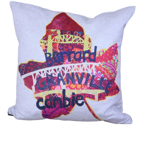 Printed Velvet Pillows 3 Bridges  Maple Leaf Velvet - lorna moffat Design