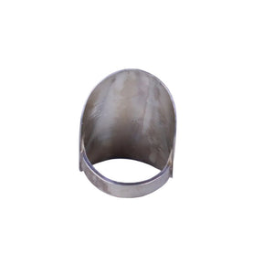 Ring - one of a kind wide “shield” ring with 3D flower Projekt M