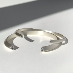 Slice large silver black diamond triangle bracelet