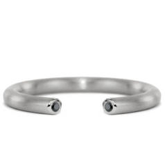 Slice silver diamond round ring