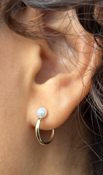 Luna small pearl hoops