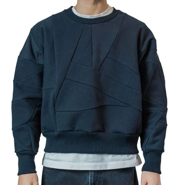 Cotton Black Scrapwork Crewneck Sweater