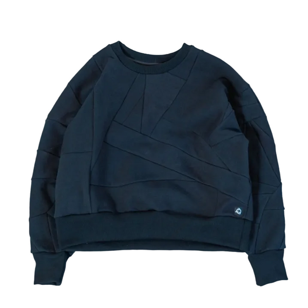 Cotton Black Scrapwork Crewneck Sweater