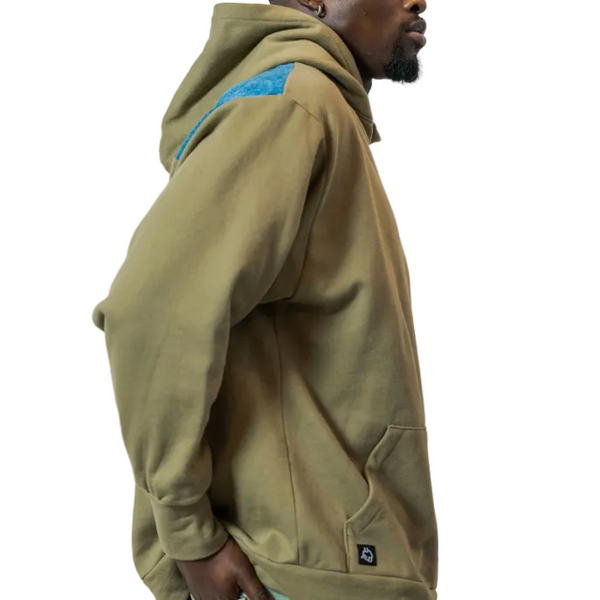 Olive & Denim Patchwork Sleeve Hoodie