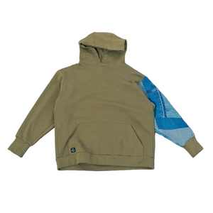 Olive & Denim Patchwork Sleeve Hoodie