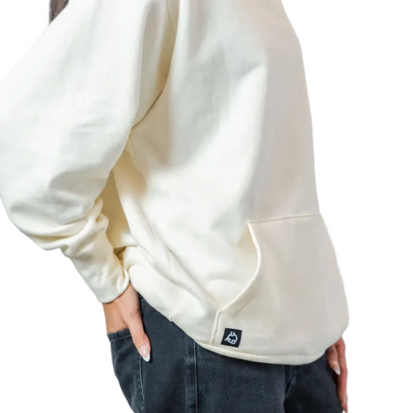 White & Black Denim Patchwork Sleeve Hoodie