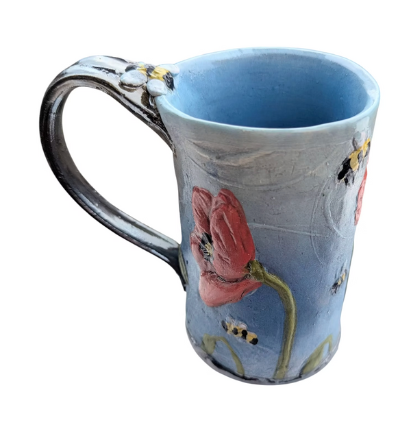 Bees and poppies mug Large
