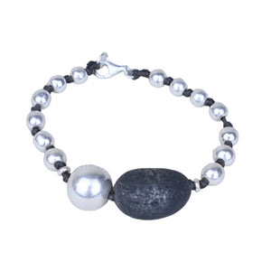 pebble and sterling balls bracelet Effie Bakerr