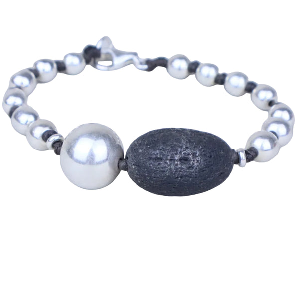 pebble and sterling balls bracelet Effie Baker