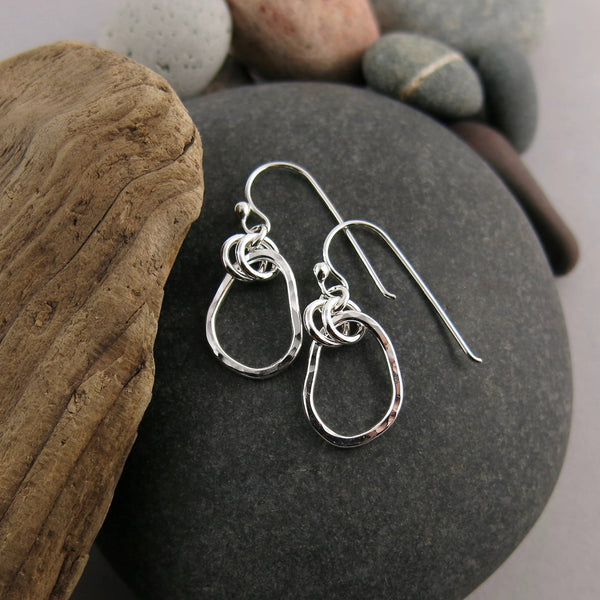 Small Coast Earrings • Hammer Textured Free Form Organic Sterling Silver Dangles