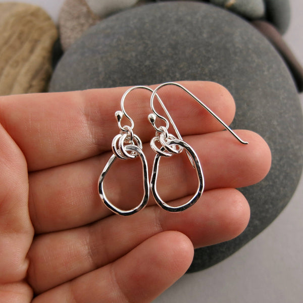 Small Coast Earrings • Hammer Textured Free Form Organic Sterling Silver Dangles